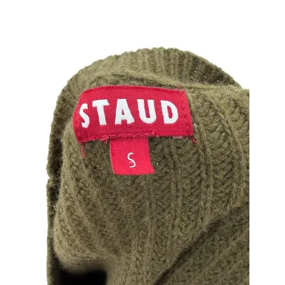 Staud Matilda Cardigan Green Wool Blend Button Front Chunky Knit Women Small - Picture 11 of 12